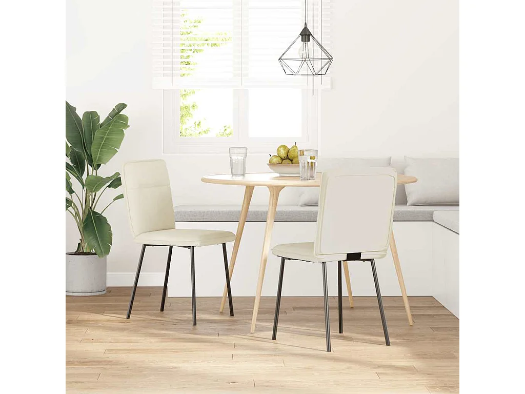 Chaises à manger lot de 2 Crème Velours