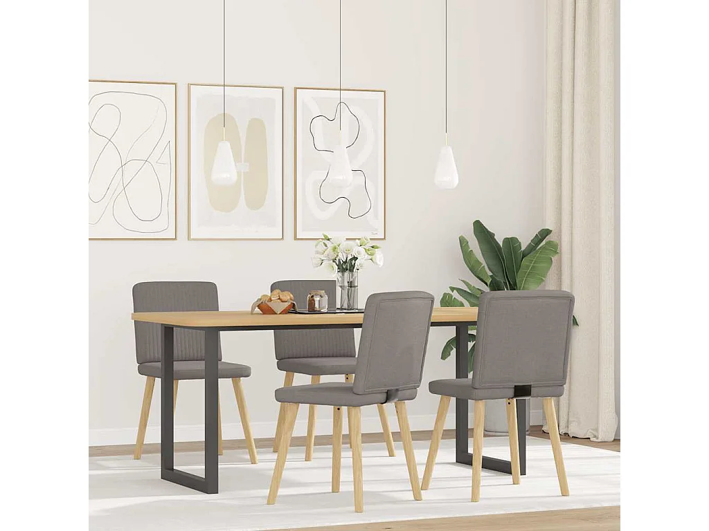 Eetkamerstoelen 4 stukkendraaibaar stof taupe