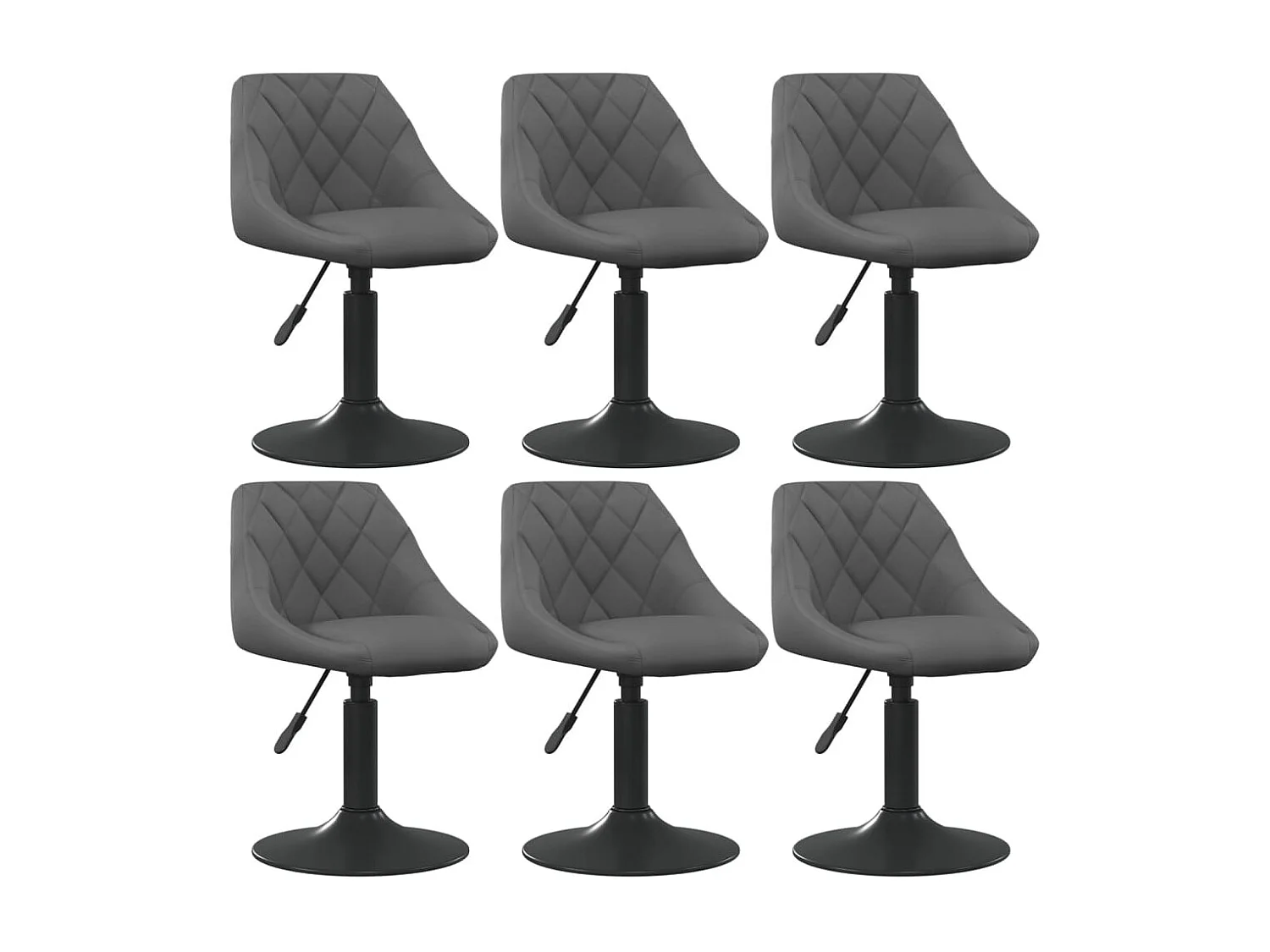 Chaises pivotantes à manger lot de 6 gris foncé velours