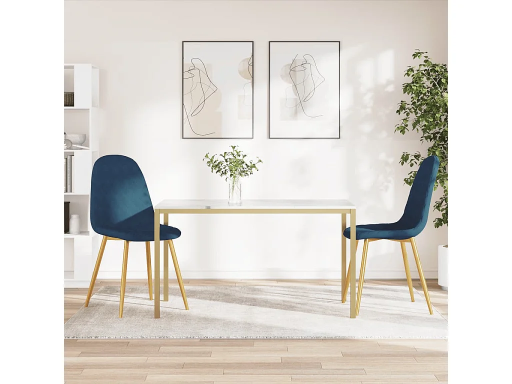 Chaises à manger lot de 2 bleu velours
