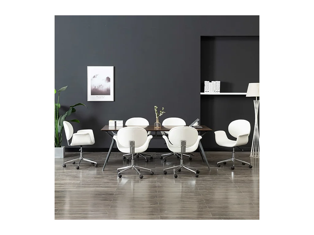 Chaises pivotantes à manger lot de 6 blanc similicuir