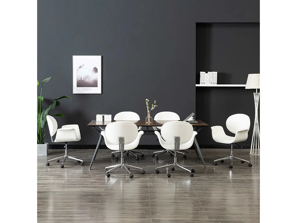 Chaises pivotantes à manger lot de 6 blanc similicuir