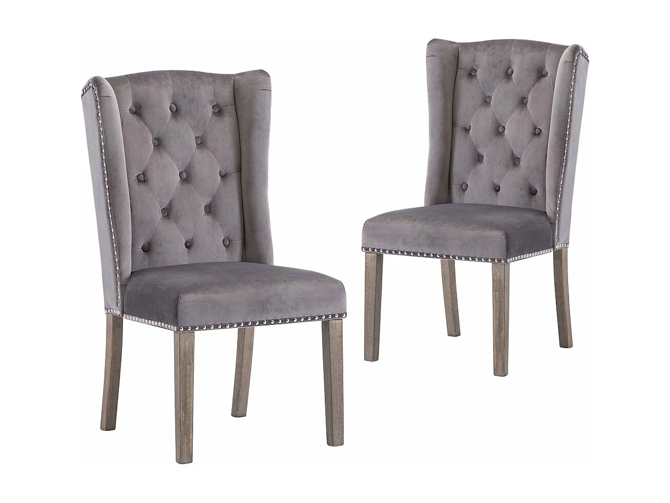 Chaises à manger lot de 2 gris velours