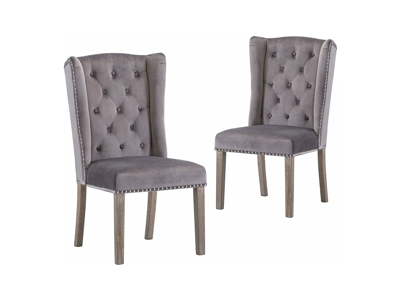 Chaises à manger lot de 2 gris velours