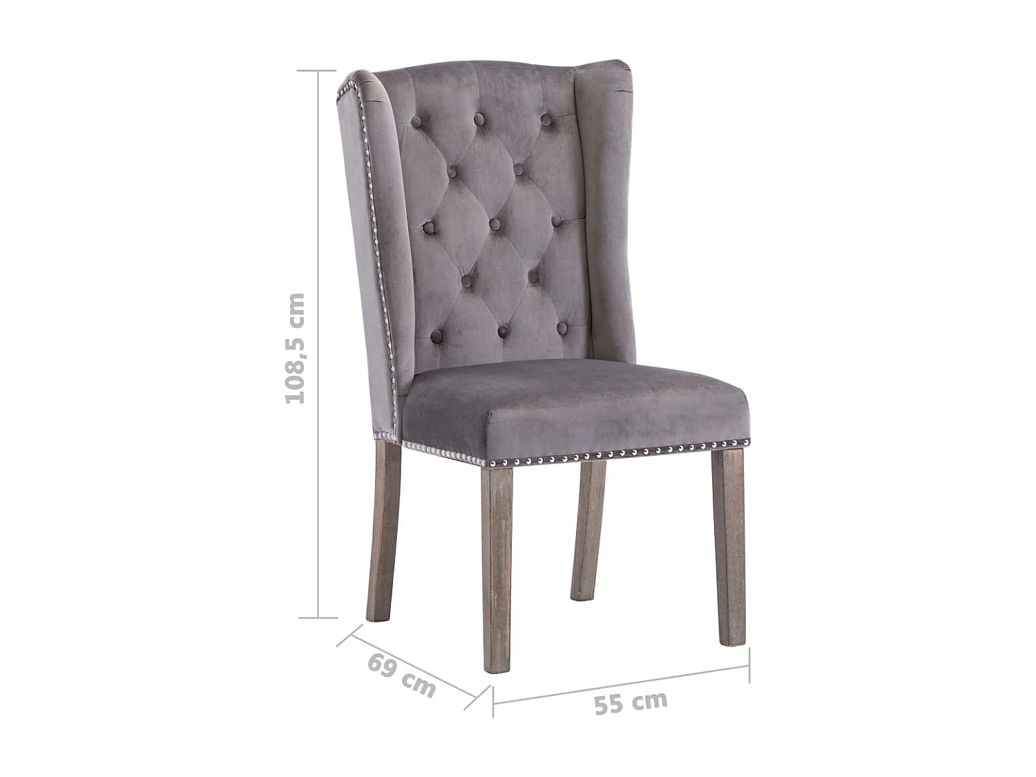 Chaises à manger lot de 2 gris velours