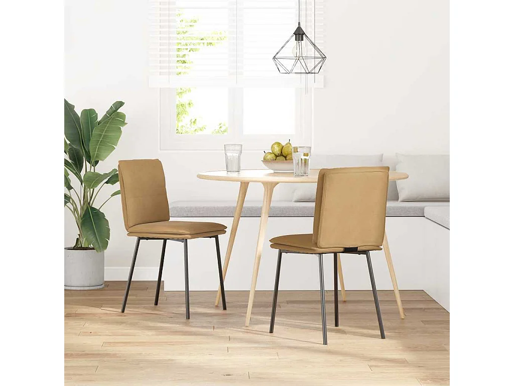 Chaises à manger lot de 2 Marron Velours