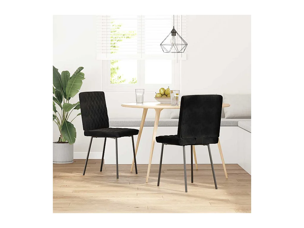 Chaises à manger lot de 2 Noir Velours