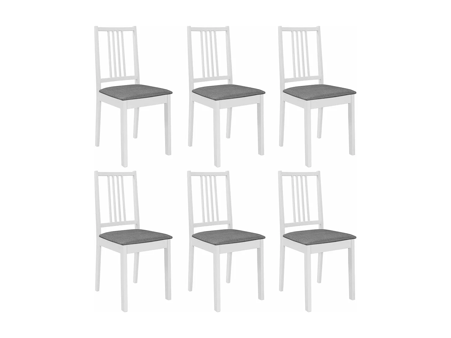 Eetkamerstoelen met kussens 6 st massief hout wit