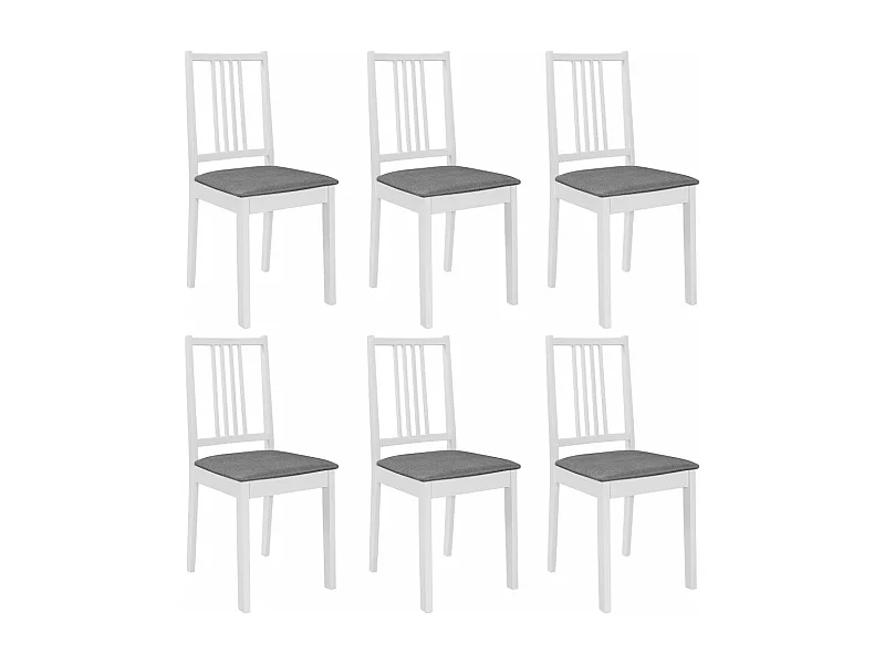 Eetkamerstoelen met kussens 6 st massief hout wit