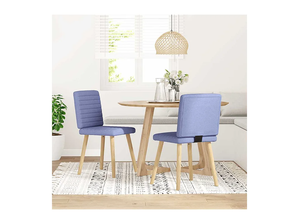 Chaises à manger lot de 2 bleu jean tissu