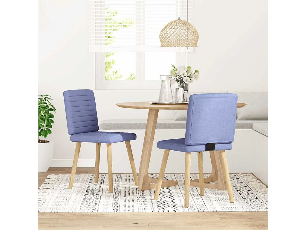 Cadeiras de jantar 2 peças Jeans Tecido Azul