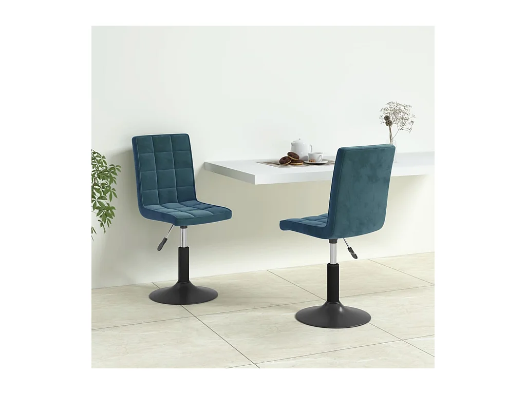 Chaises pivotantes à manger lot de 2 bleu velours