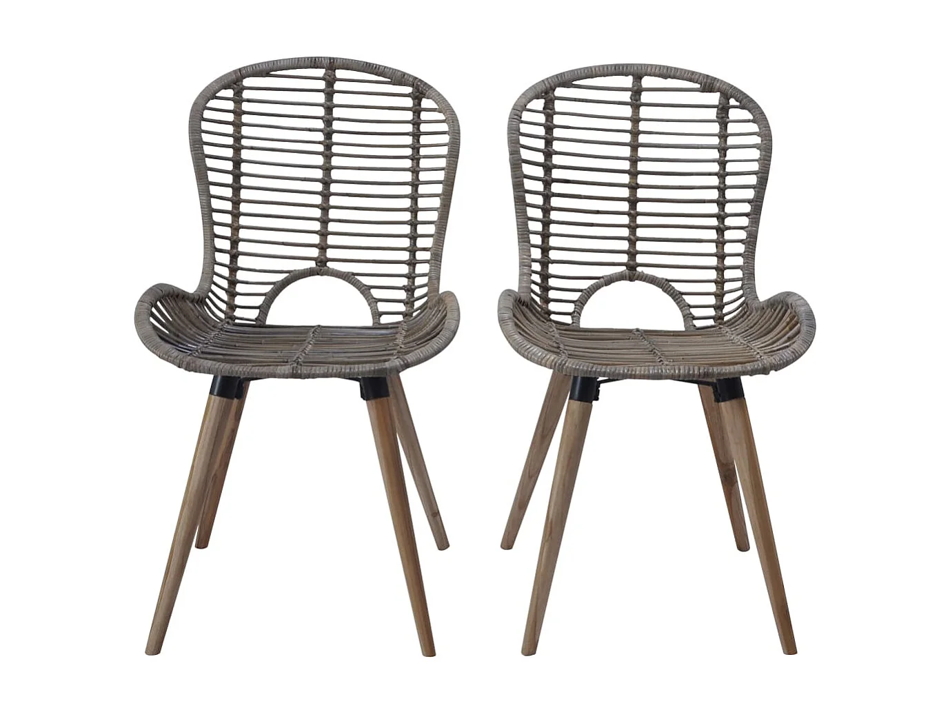 Chaises à manger lot de 6 marron rotin naturel