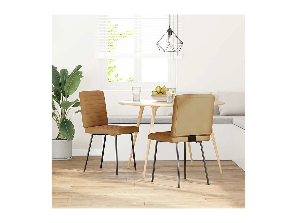 Chaises à manger lot de 2 Marron Velours