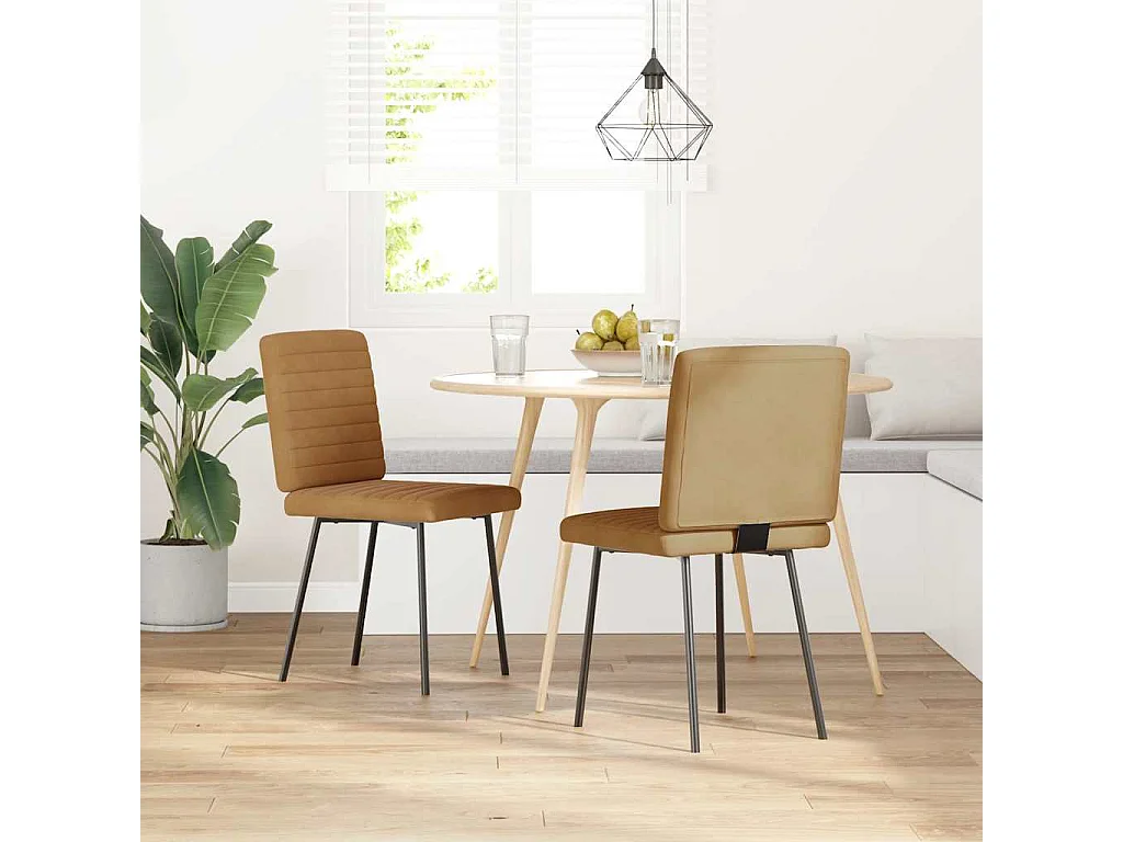Chaises à manger lot de 2 Marron Velours