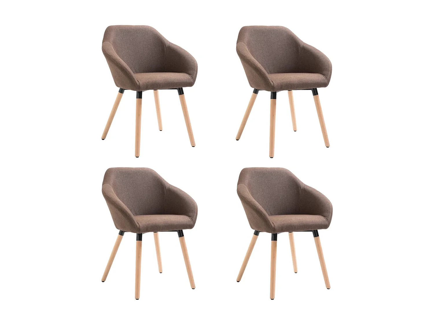 Sillas de comedor 4 unidades tela marrón