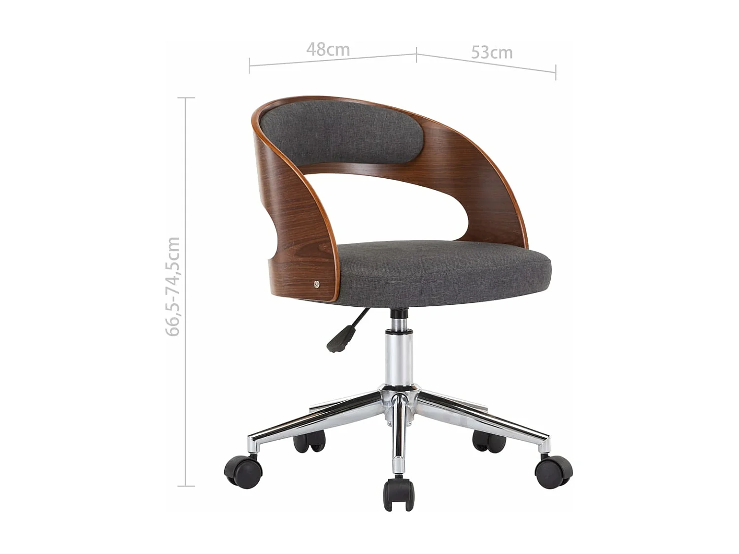 Chaises pivotantes à manger lot de 6 gris bois courbé et tissu