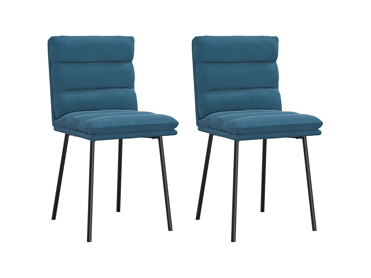 Chaises à manger lot de 2 Bleu Velours