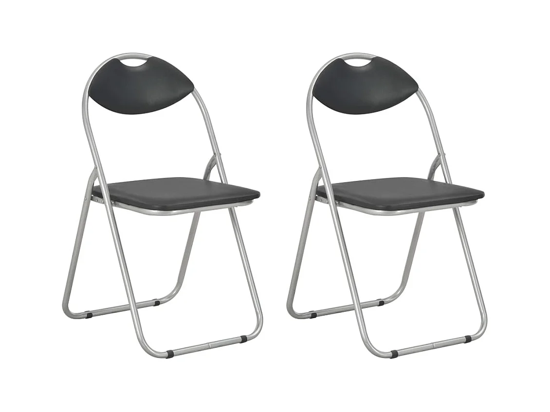 Chaises pliantes à manger lot de 2 noir similicuir