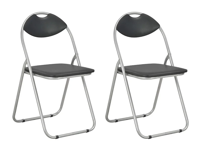Chaises pliantes à manger lot de 2 noir similicuir