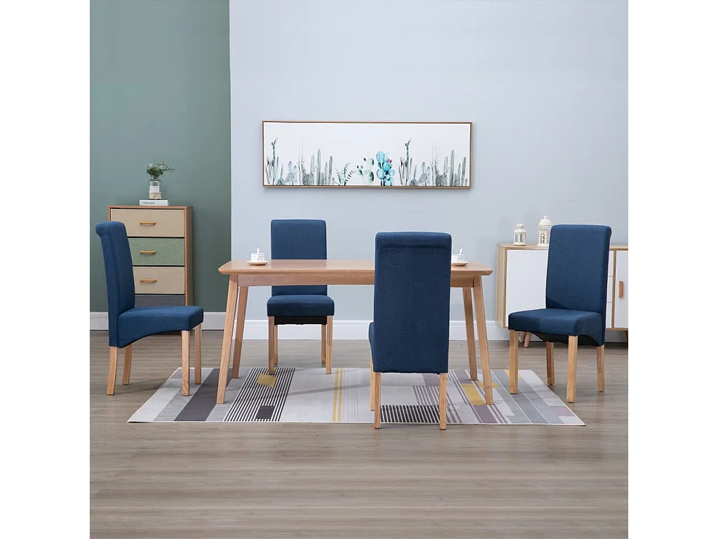 Sillas de comedor 4 unidades de tela azul