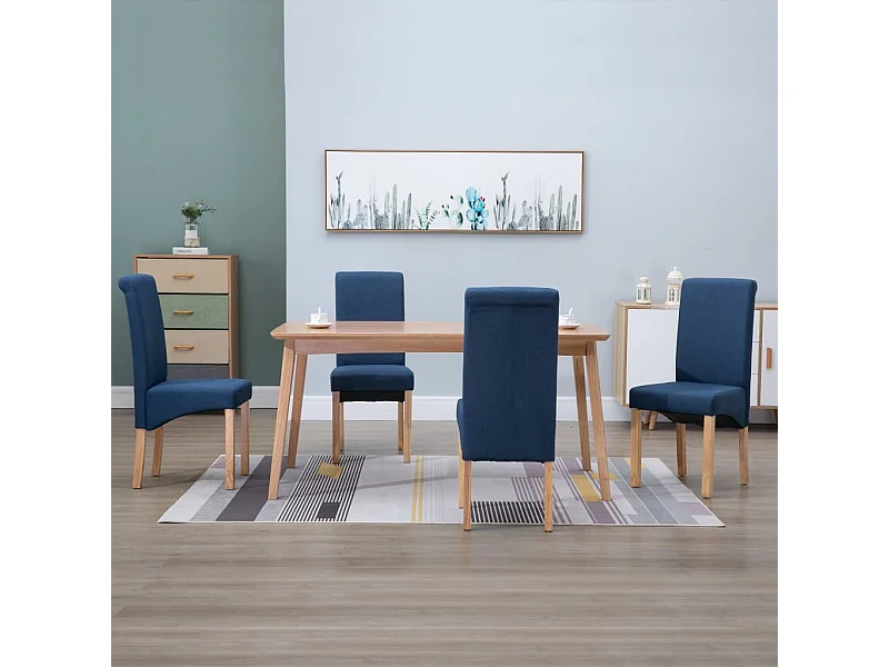 Eetkamerstoelen 4 st stof blauw