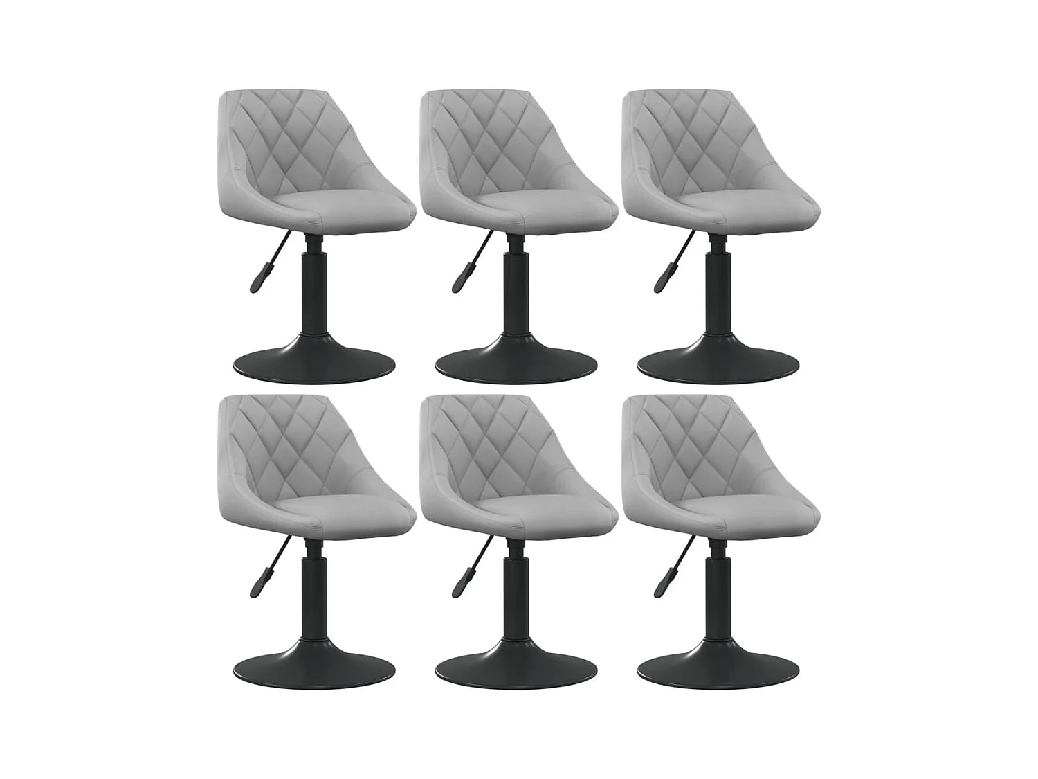Chaises pivotantes à manger lot de 6 gris clair velours