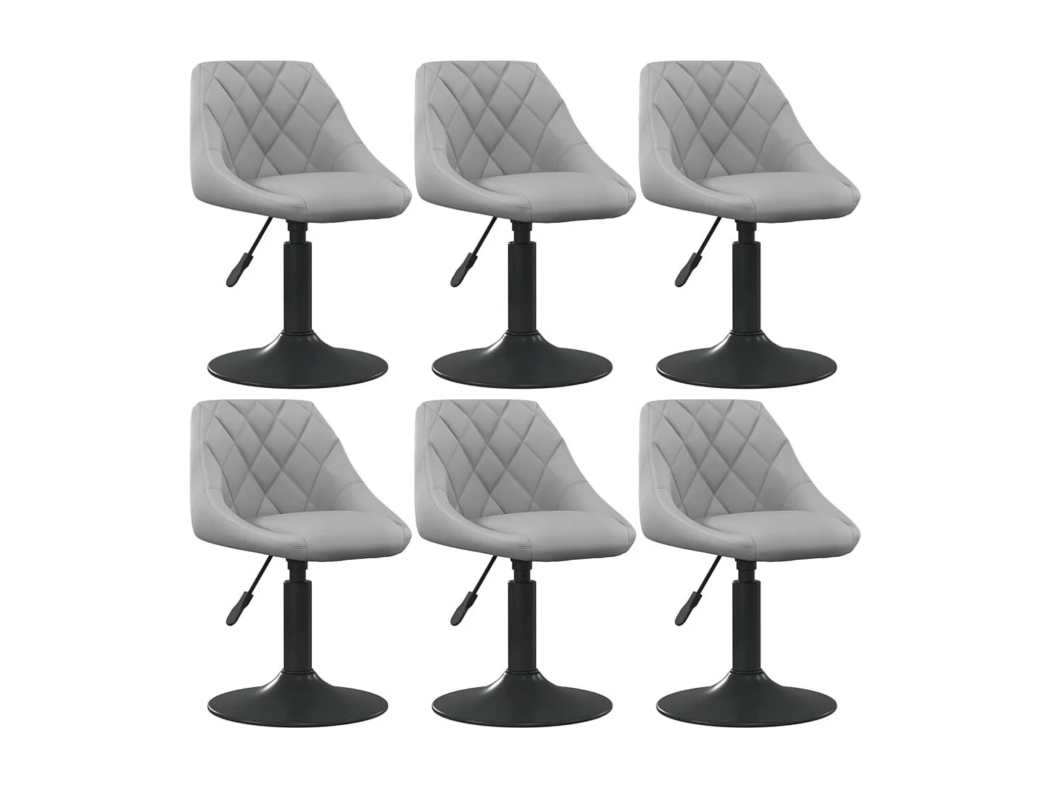 Chaises pivotantes à manger lot de 6 gris clair velours