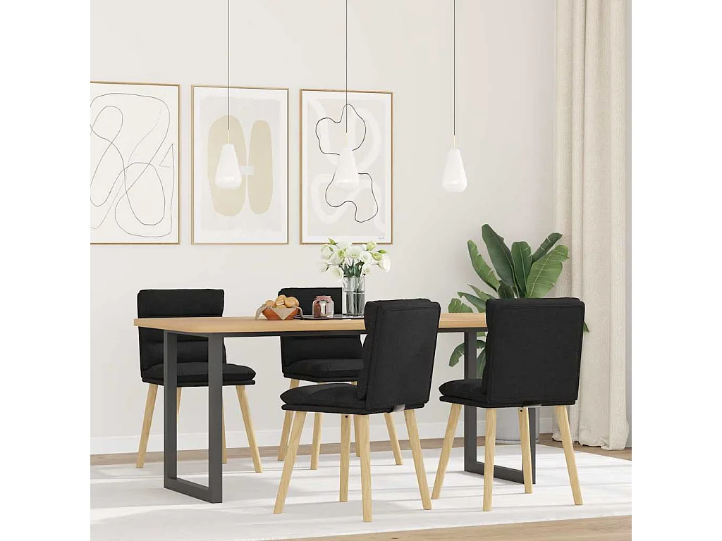 Chaises à manger lot de 4 noir tissu