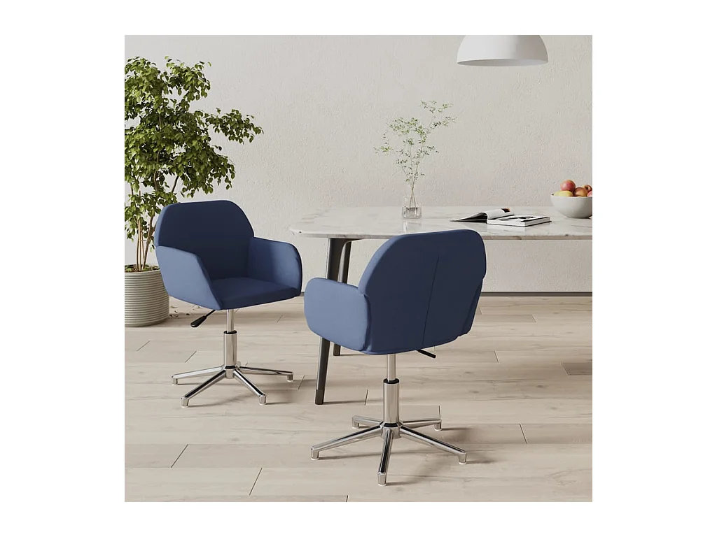 Chaises pivotantes à manger lot de 2 bleu tissu
