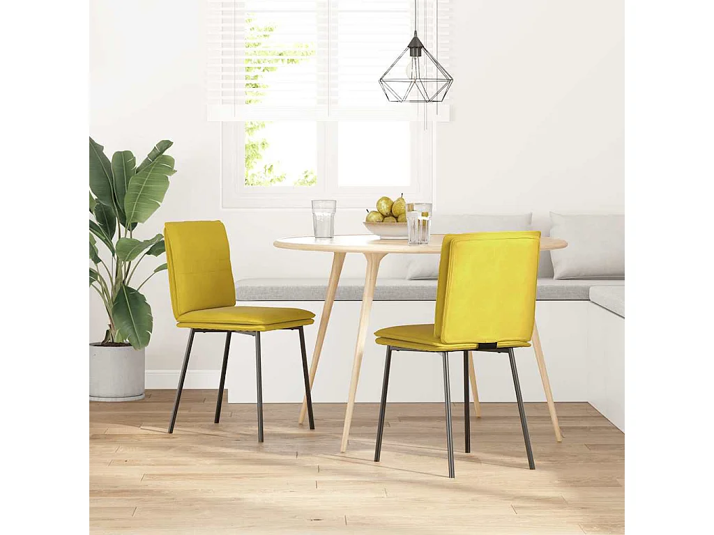 Sillas de comedor 2 unidades terciopelo amarillo