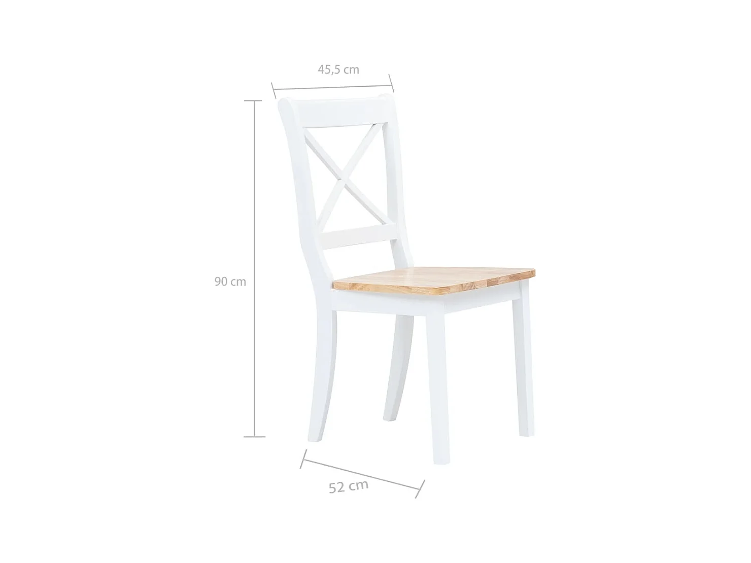 Chaises à manger lot de 6 blanc/bois clair bois d'hévéa massif