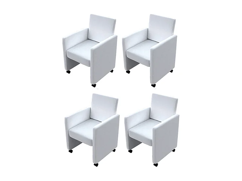 Chaises à manger lot de 4 blanc similicuir