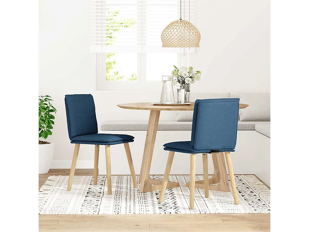 Chaises à manger lot de 2 bleu tissu