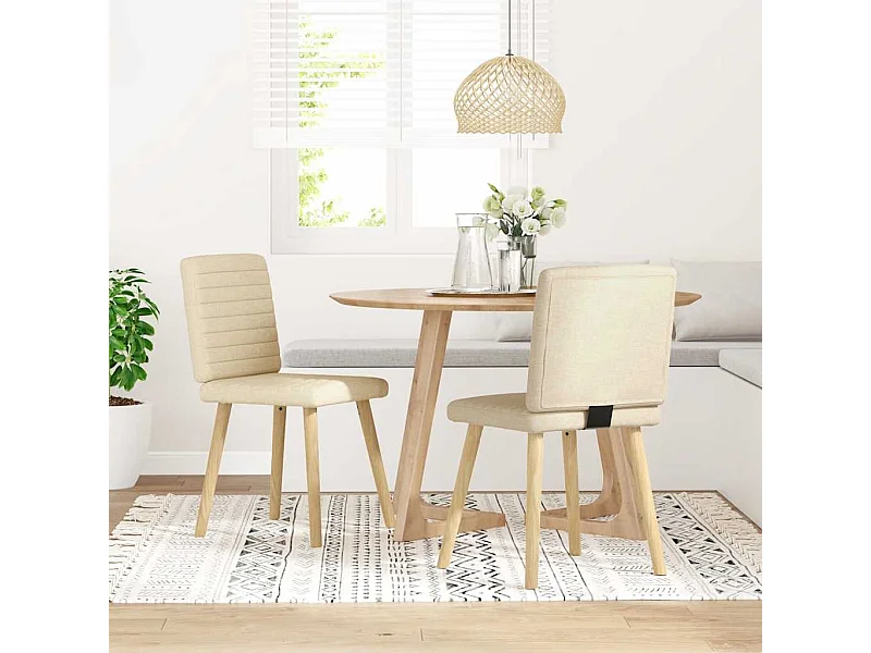 Chaises à manger lot de 2 crème tissu