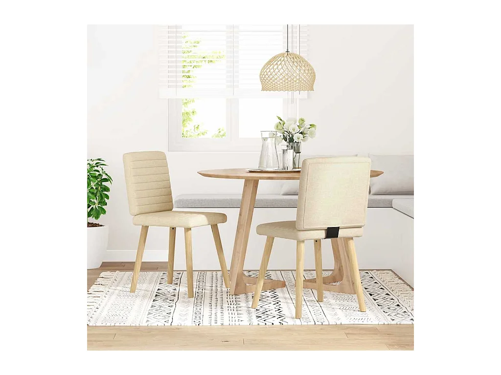 Chaises à manger lot de 2 crème tissu