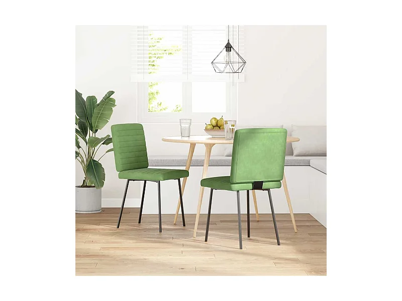 Cadeiras de jantar 2 peças veludo verde-claro