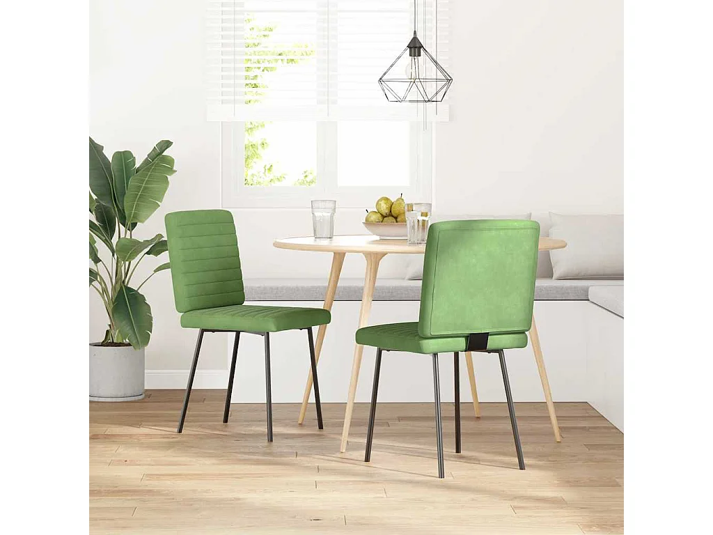 Cadeiras de jantar 2 peças veludo verde-claro
