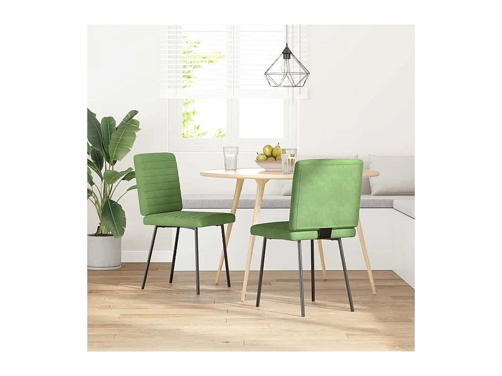 Chaises à manger lot de 2 Vert clair Velours