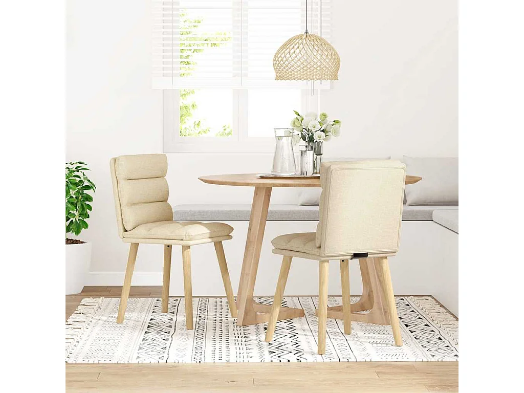 Eetkamerstoelen 2 st stof crèmekleurig