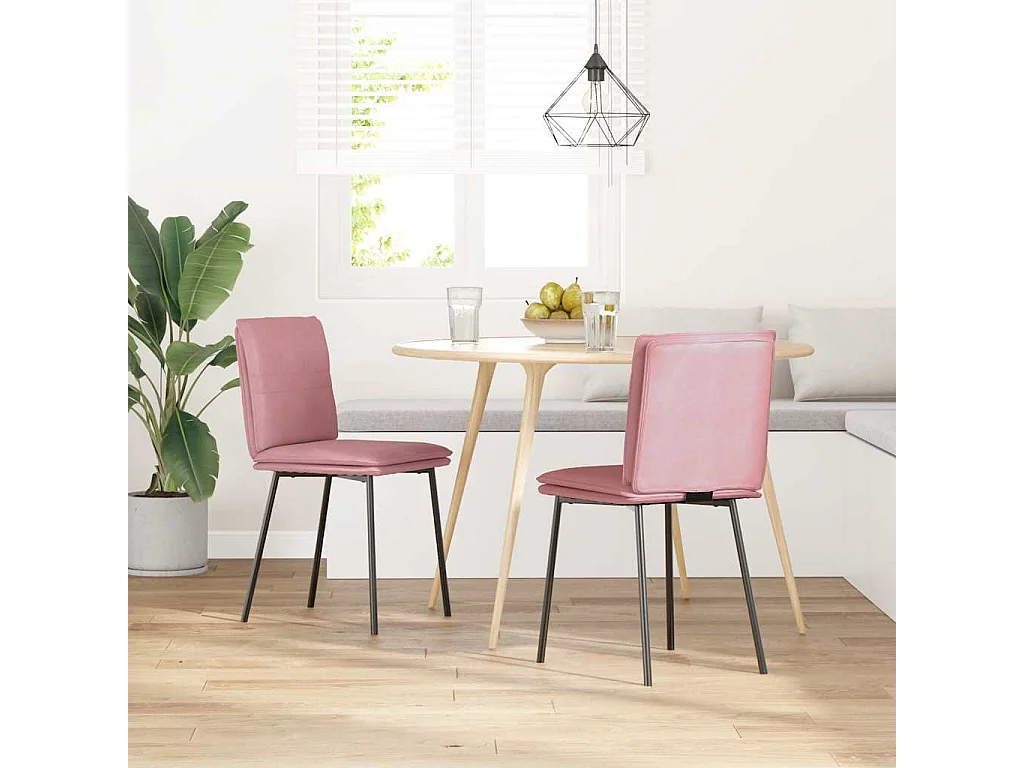 Eetkamerstoelen 2 st fluweel roze