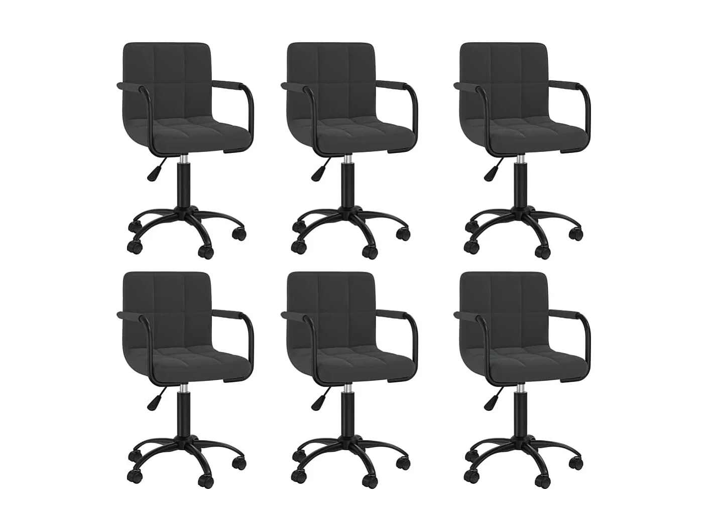 Chaises pivotantes à manger lot de 6 noir velours