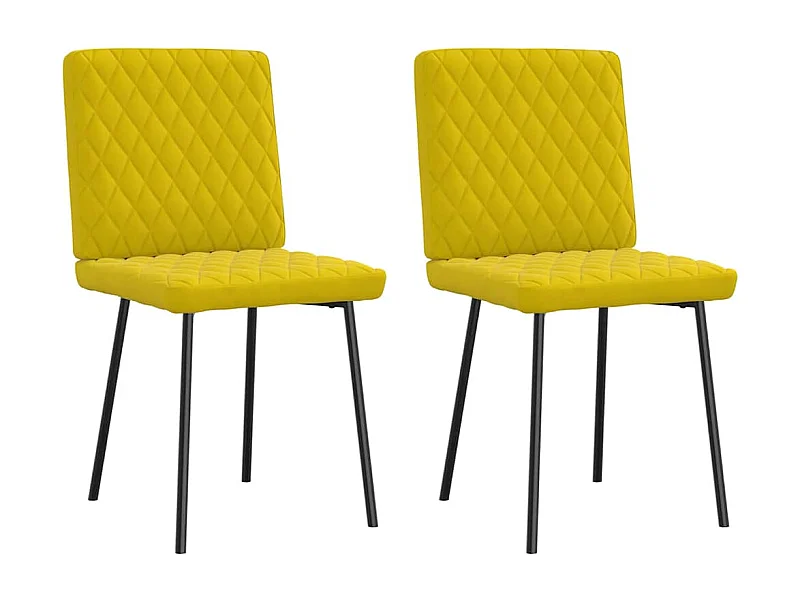 Cadeiras de jantar 2 peças veludo amarelo
