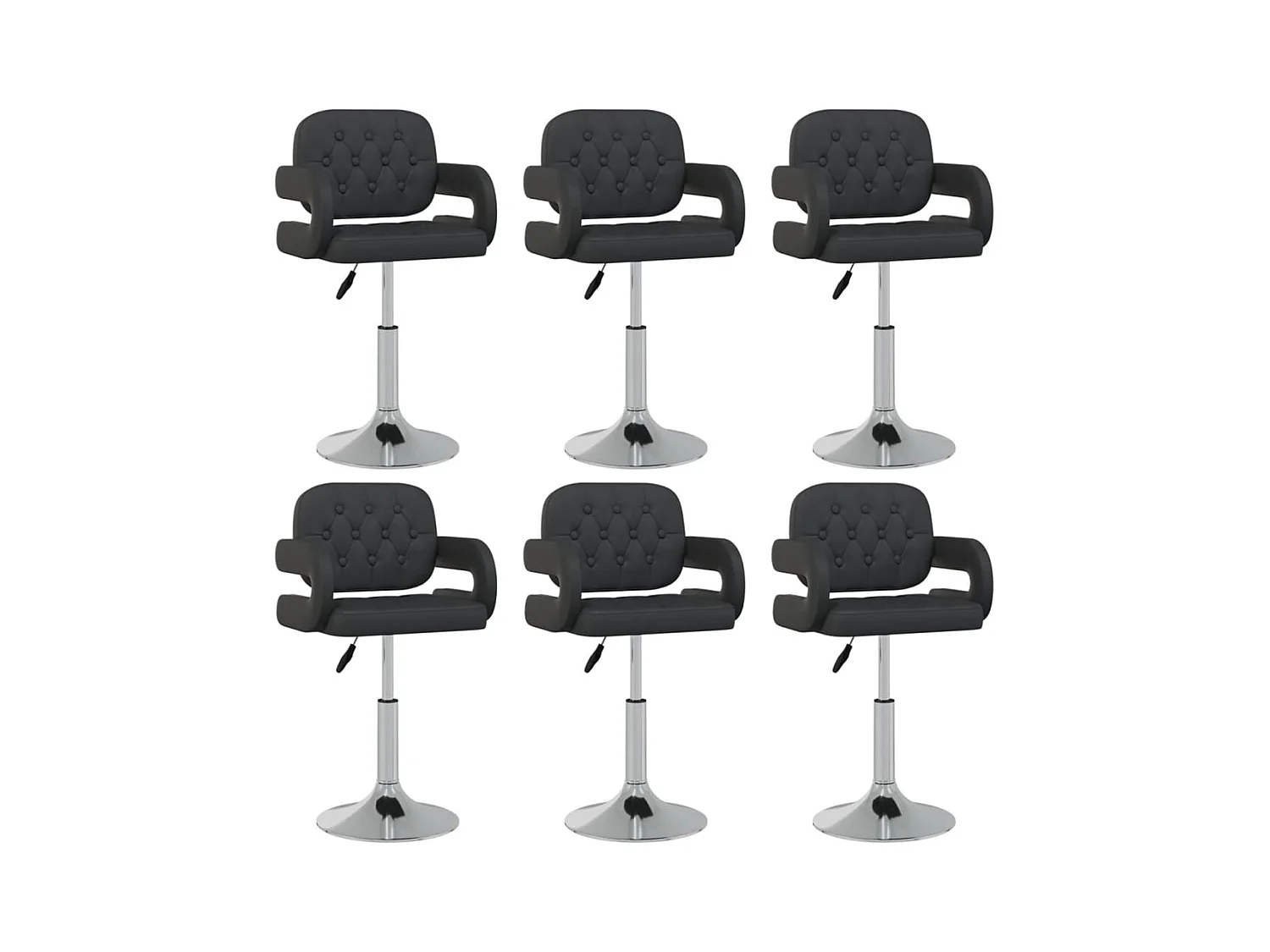 Chaises pivotantes à manger lot de 6 noir similicuir