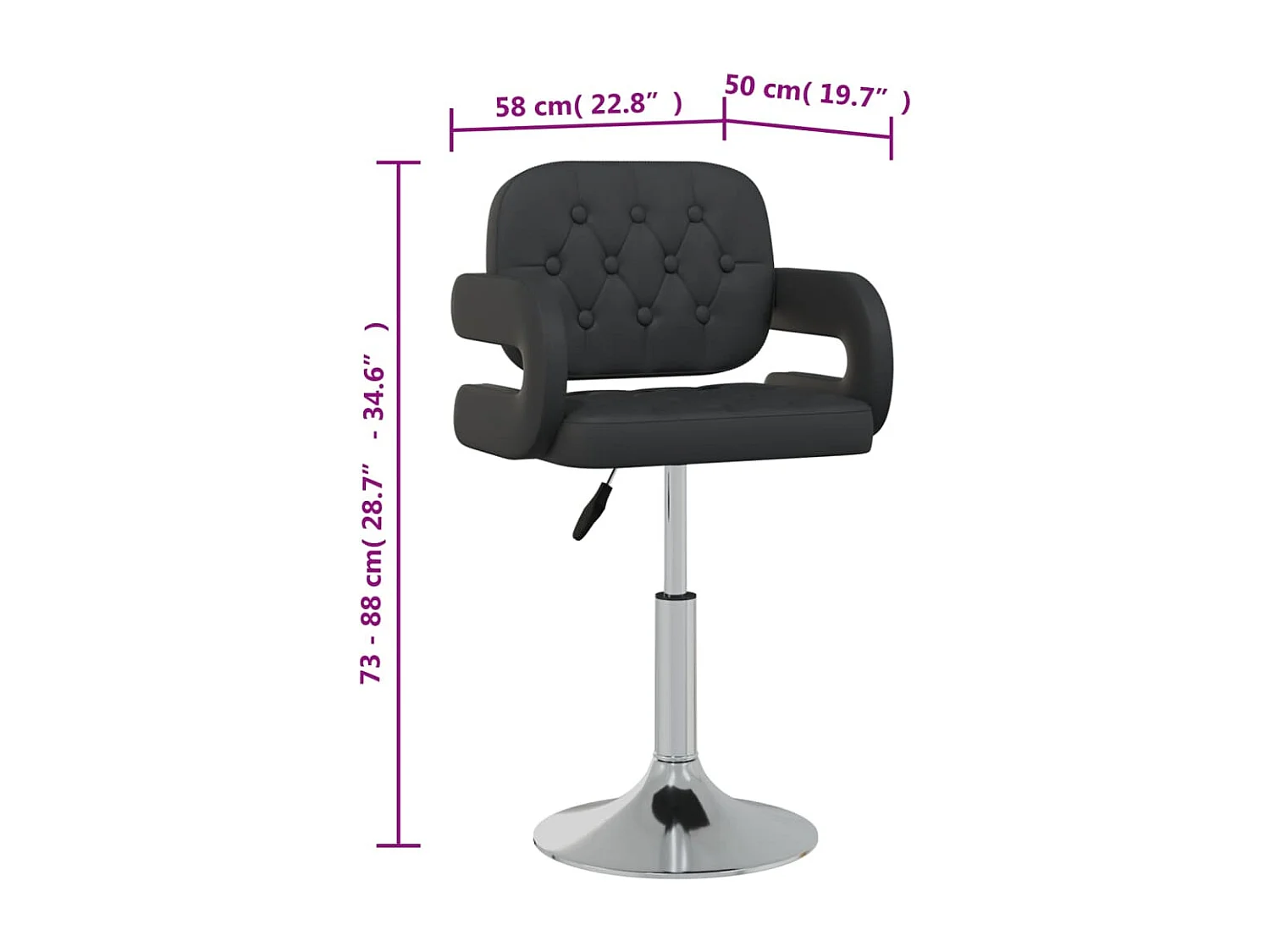 Chaises pivotantes à manger lot de 6 noir similicuir