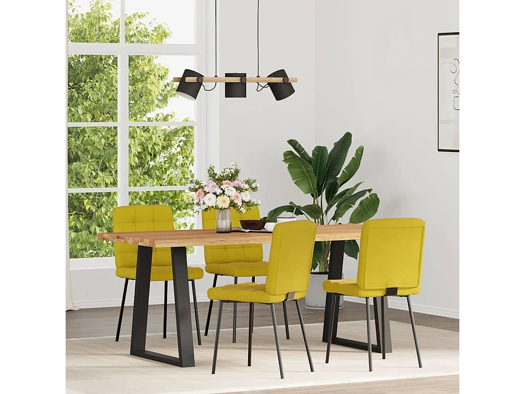 Chaises à manger lot de 4 jaune velours