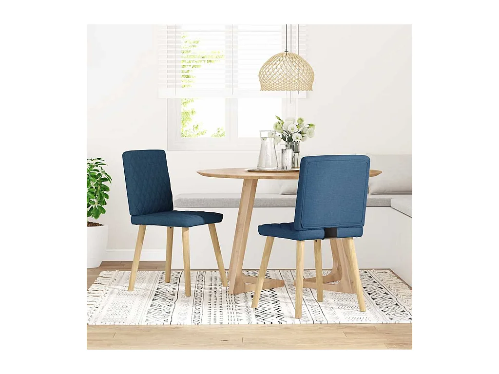Chaises à manger lot de 2 bleu tissu