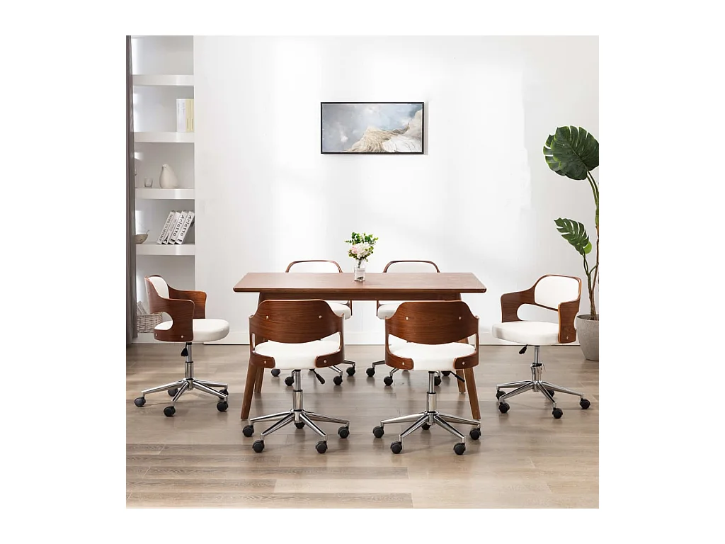 Chaises pivotantes à manger lot de 6 bois courbé et similicuir