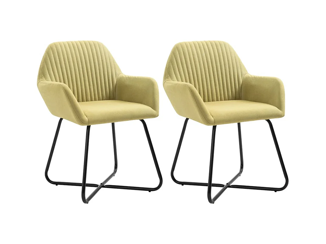 Chaises à manger lot de 2 vert tissu