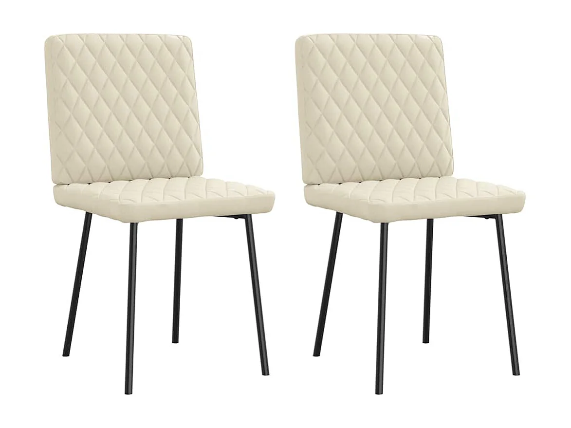 Cadeiras de jantar 2 peças couro artificial cor creme